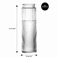 Brilliant - Striped Bedside Carafe and Tumbler Ensemble - Clear