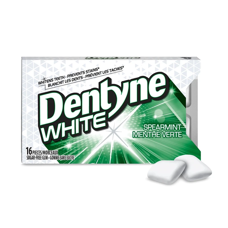 Dentyne White, Gomme sans sucre menthe verte, paquet de 4 (64 pièces)
