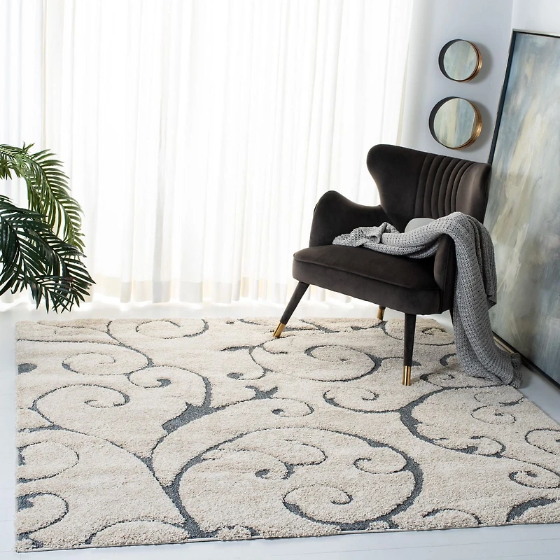 SAFAVIEH Florida Douglas Floral Vines Shag Area Rug
