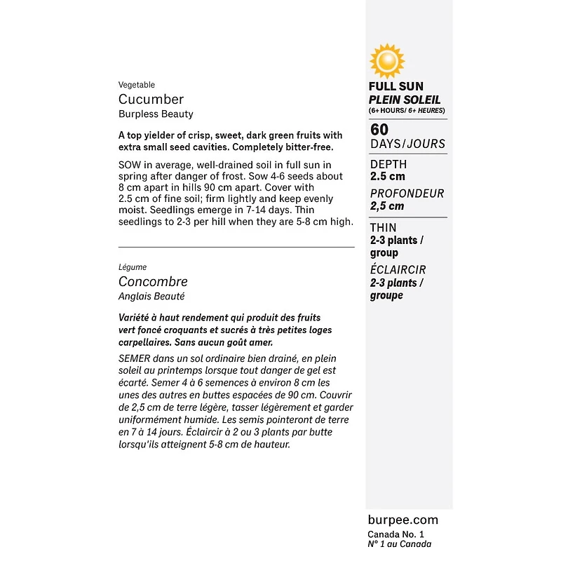 Burpee Burpless Beauty Cucumber