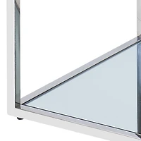 Table de Basse Petite Contemporaine en Métal et Verre, Jeu de 3 - Argent