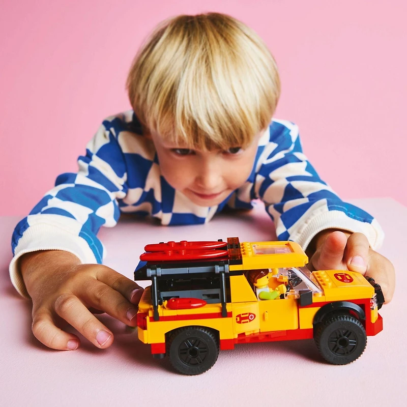 LEGO City Lifeguard Beach Rescue Truck Toy - Building Toy for Kids, Boys and Girls, Ages 6+ - Includes 2 Minifigures, Shark Toy - Gift for Beach-Loving Kids - 60453, Includes 214 Pieces, Ages 6+