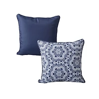 Ensemble de 2 coussins décoratifs d'intérieur/extérieur à bleu