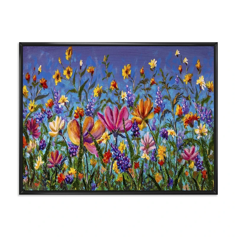 Designart Marguerites et fleurs sauvages dans le champ de jardin d'été I ART MURAL À CADRE FLOTTÉ