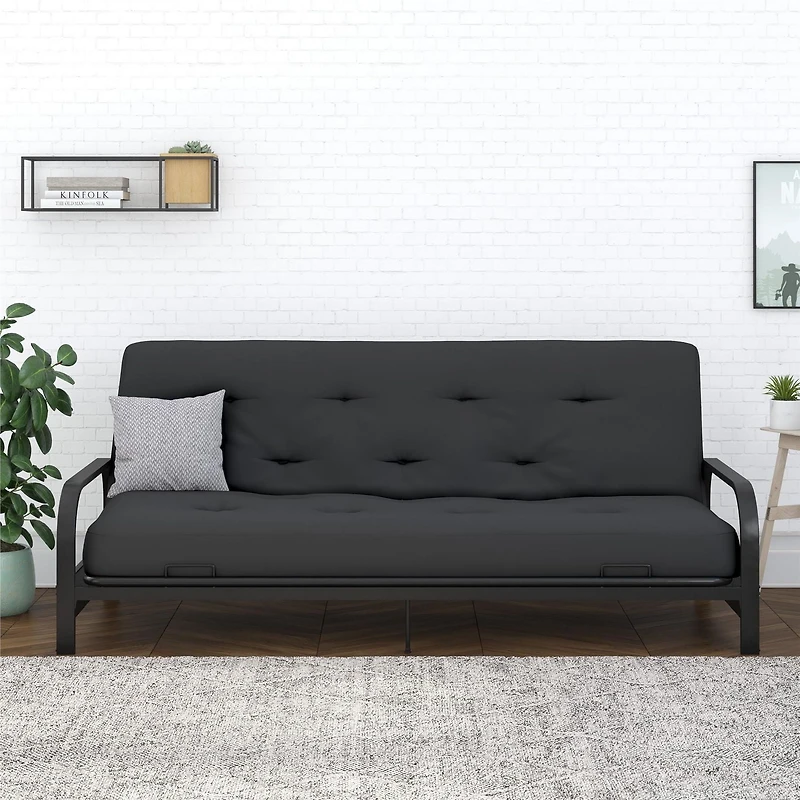 Matelas futon à ressorts ensachés de 8 po Trule de Signature Sleep, simili-lin de polyester, format deux places, gris-taupe