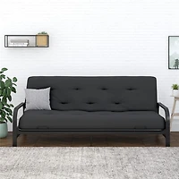 Matelas futon à ressorts ensachés de 8 po Trule de Signature Sleep, simili-lin de polyester, format deux places, gris-taupe