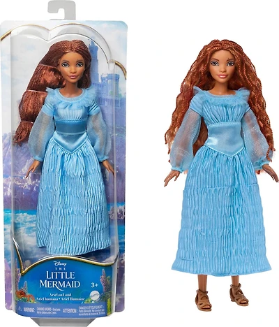 Disney Poupée La Petite Sirène Ariel Humaine avec robe bleue caractéristique, jouets inspirés par La Petite Sirène de Disney