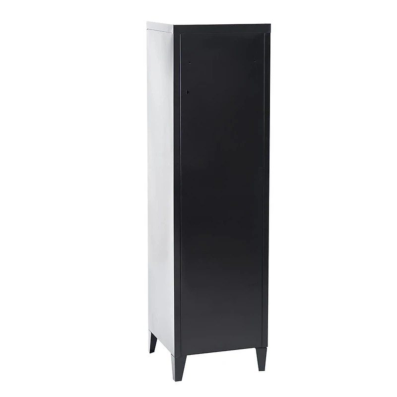 Homylin Home Storage Cabinet 3 Shelves 1 Door, Multipurpose Metal Locker Modern Large Space Cupboard - Black