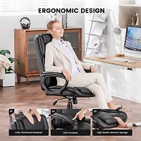 Chaise de bureau ergonomique à dossier haut en cuir Mainstays Executive, noire. Conçue pour les adultes, cette chaise est idéale pour les professionnels, les travailleurs à distance et les étudiants u