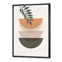 Designart Abstract Geometrical Sun and Moon With Leaf II FLOAT FRAME WALL ART