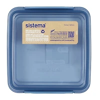 Boîte à sandwich Sistema, contient du plastique recyclé provenant de l'océan, récipient de conservation des aliments et boite a repas, 450 ml, sans BPA, bleu sarcelle ou bleu