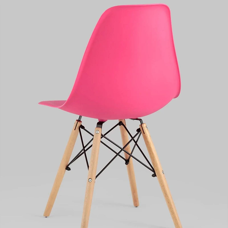 Heavenly Collection Dark Pink Wood Chair SET OF 2