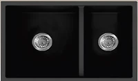 American Imaginations 33-in. W Black Granite Composite Kitchen Sink With 2 Bowl