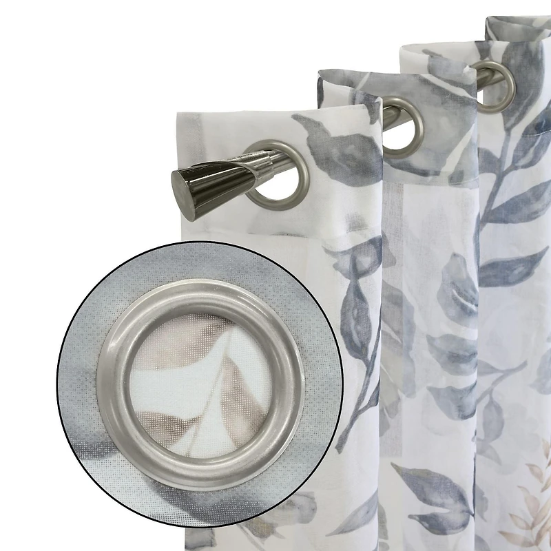 Loft Living Adana Leafy Print Grommet Single Curtain Panel Sheer 52" x 84" in Taupe