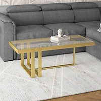 Contemporary Metal & Glass Rectangular Coffee Table - Brushed Gold