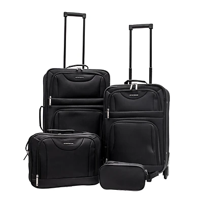 JetStream® Ensemble de Valises Souples Set de Valises Souples avec Roues: 25 Pouces, Bagage Cabine, Sac Fourre, Toilette Kit