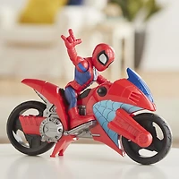 Playskool Heroes Marvel Super Hero Adventures - Moto arachnéenne de Spider-Man, figurine de 12,5 cm avec moto