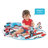 Tapis de Jeu et de Gym pour Bébé Yookidoo. Gym d'Activité 3 en 1 - Aire de Jeu Musicale avec Piste de Robot Motorisée et 20 Activités de Développement pour S'asseoir, S'allonger et le Temps sur le Ven