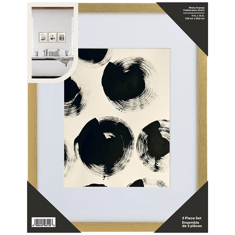 Cadre photo 3 pièces Gallery Linear Perfection ; (3)-11x14in, finition dorée CADRE GALERIE PQ3