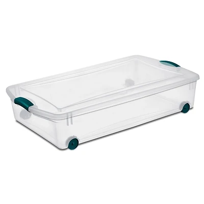 Sterilite Boîte de Rangement sous-le-lit , 47 litres avec Roulettes - Bleu 47L, Bleu