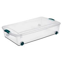 Sterilite Boîte de Rangement sous-le-lit , 47 litres avec Roulettes - Bleu 47L, Bleu
