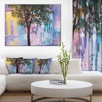 Design Art Couple Walking in Rain Canvas Print