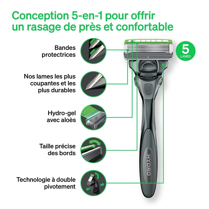 Cartouches de lames Schick Hydro pour hommes pour peaux sensibles 4 cartouches de lames