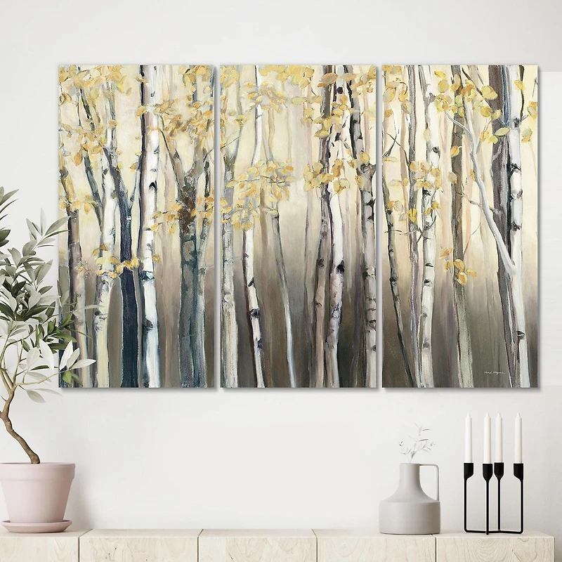 Designart Golden Birch Forest I Canvas Wall Art