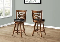 Monarch Specialties Tabouret De Bar, Lot De 2, Pivotant, Hauteur Du Comptoir, Cuisine, Bois, Pu D'aspect Cuir, Brun, Noir, Transitionnel