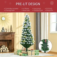 HOMCOM Arbre de Noël artificiel sapin de Noël artificiel 210 lumières LED 8 motifs lumineux 26 nœuds papillon jaunes et lumière en étoile 210 branches en PVC Ø 30.75" x 70.75" vert