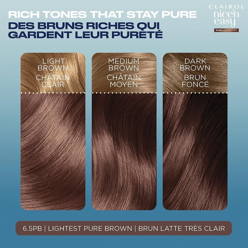 Clairol Coloration permanente Nice'N Easy Pure Brunettes Des Tons Riches Qui Gardent Leur Pureté