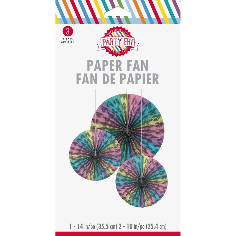 Fan 3 Ct Rainbow, Asst Sz