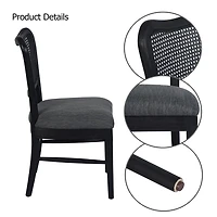 Dining Chairs Set of 2, Upholstered Side Chairs with Cane Back & Wooden Legs, Mid Century Modern Designed Chairs Living Room Kitchen Chairs