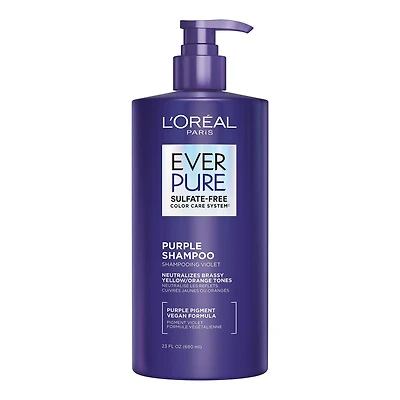 L'Oreal Paris Ever Pure Shampooing violet pour tonifier le laiton, végétalien, sans sulfate, sans paraben, 680ml