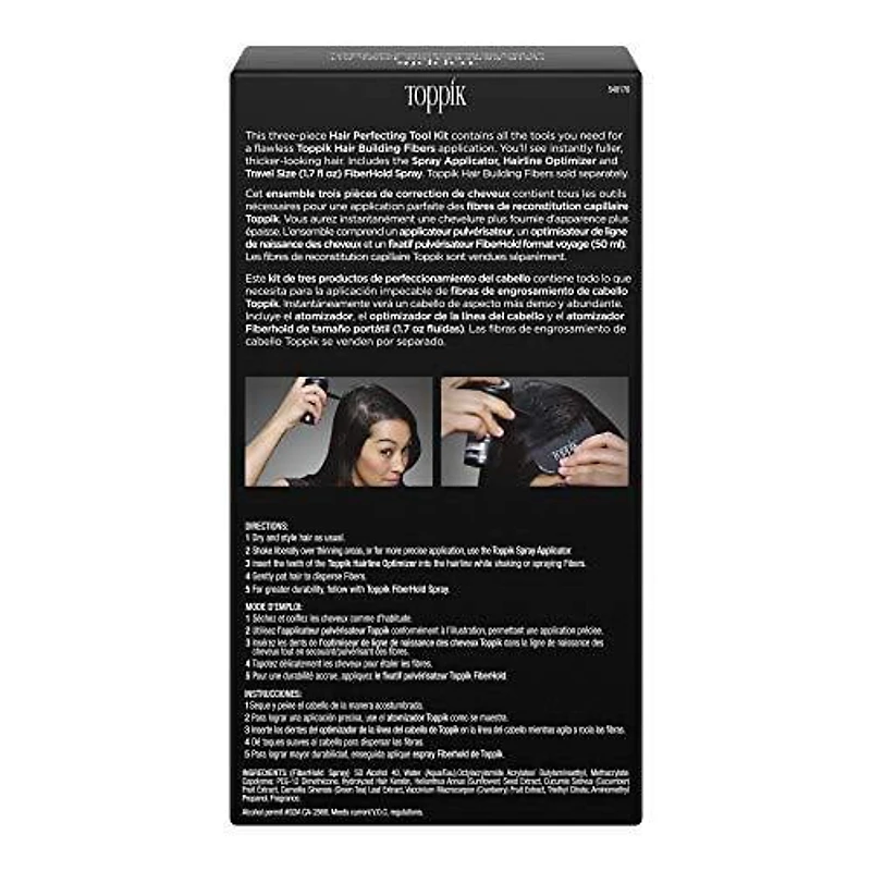 Trousse d’outils Toppik avec applicateur en vaporisateur, optimiseur de ligne capillaire et vaporisateur FiberHold, ensemble de 3 pièces, 50 ml