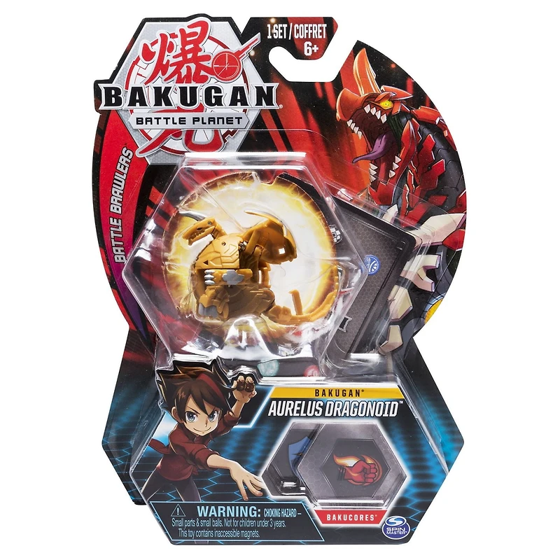 Bakugan, Aurelus Dragonoid, Créature transformable à collectionner de 5 cm, à partir de 6 ans