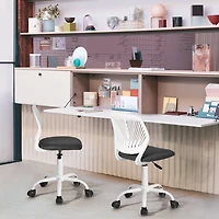 Homy Casa 2 Packs Compact Rolling Desk Chair with Swivel Function and Height Adjustment, Black Mesh