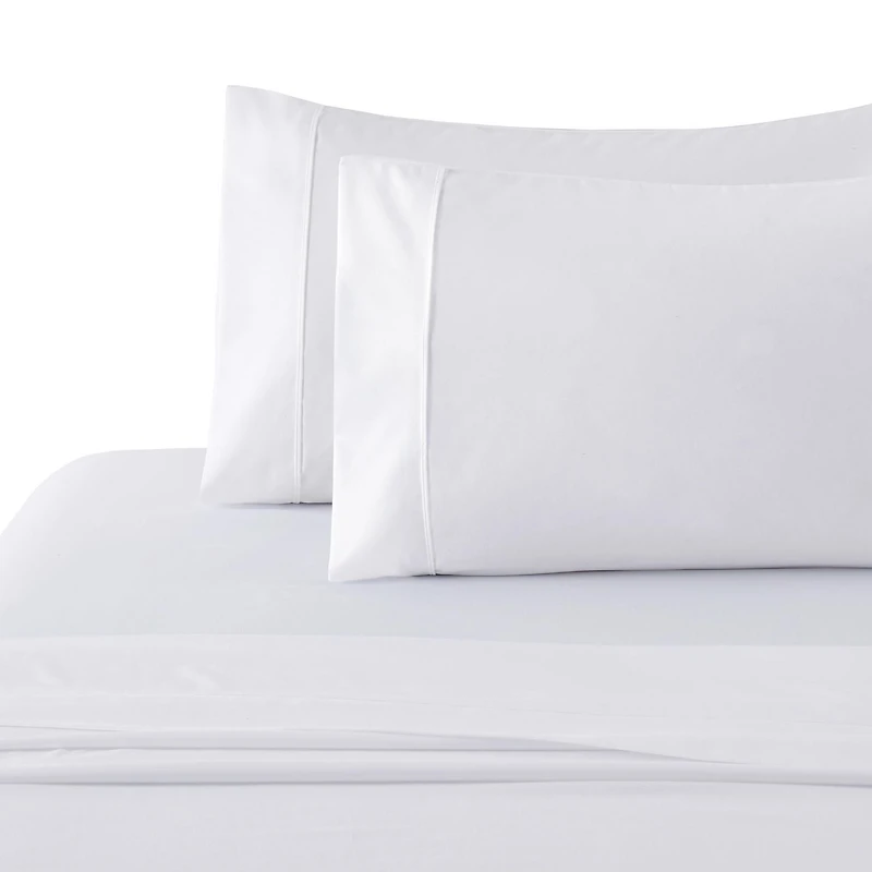Literie Marina Decoration, 600 fils au pouce carré, ultra douce, à poches profondes, en coton percale à fibres longues, toutes saisons, couleur blanche