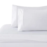 Literie Marina Decoration, 600 fils au pouce carré, ultra douce, à poches profondes, en coton percale à fibres longues, toutes saisons, couleur blanche