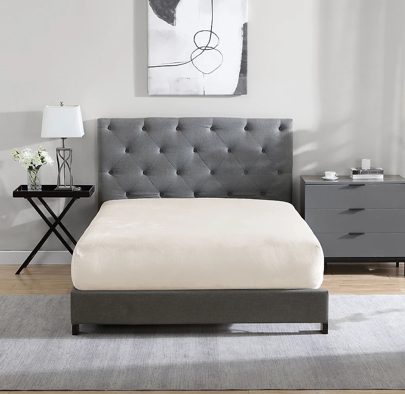 Swift Home Luxury 1 Piece Flannel Plush Fur Fitted Sheet, Ultra-Soft, Deep Pocket Fit, All Season Warmth, Twin Size, Cream