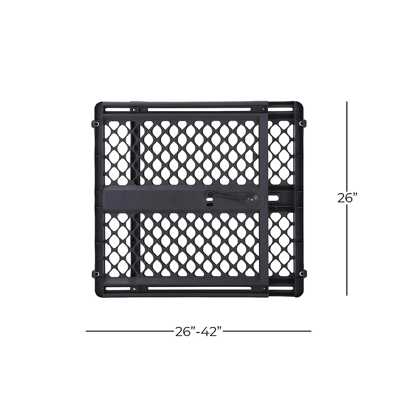 North States Pressure or Hardware-Mount Plastic Supergate Classic Baby Gate - Charcoal Grey