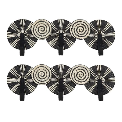 hometrends Spinoza Plaque with Hooks Set, Black/Natural