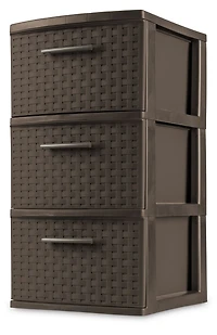 Tour tissée à 3 tiroirs de Sterilite en espresso en caisse