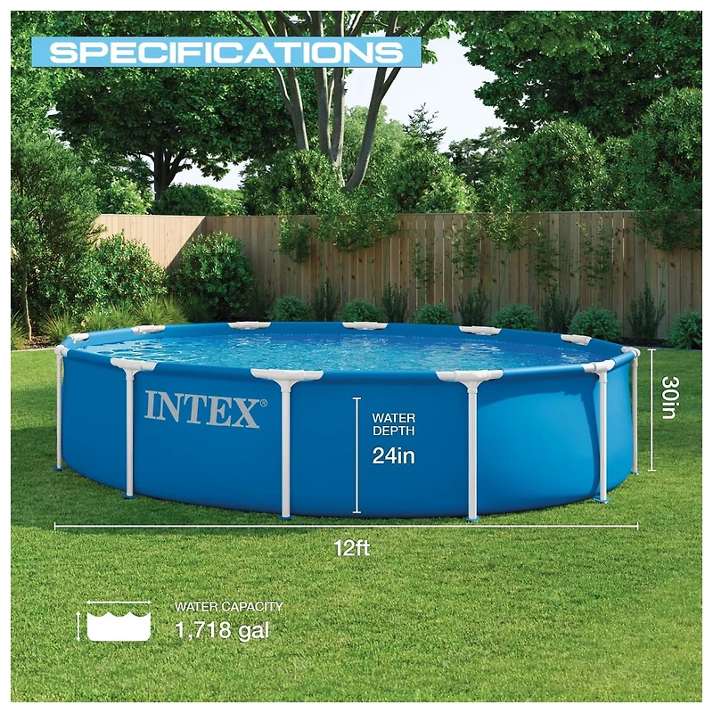 Ensemble piscine à cadre métallique Intex de 12 pieds x 30 pouces