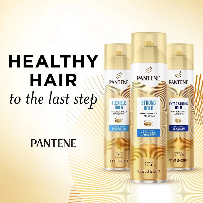 Fixatif à tenue ferme Pantene, niveau 4, formule riche en nutriments avec provitamine B5