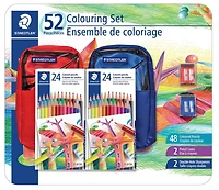 Staedtler 52 Colouring Set, 48 Germany Pencils - 2 Pack x 24 Coloured Pencils, 2 Nylon Pencil Cases, 2 Double-Hole Sharpeners