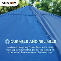 Sunjoy Auvent flottant pour piscine avec plateau flottant en osier supplémentaire de 24 x 24 pouces, bleu marine