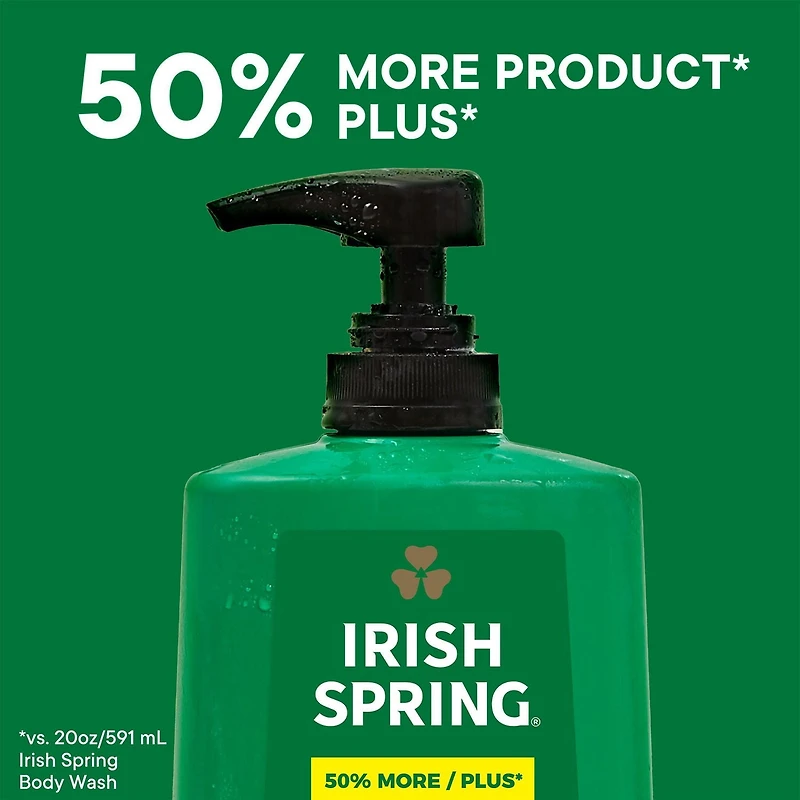 Irish Spring Original Clean Body Wash for Men, 887 mL, 887 mL