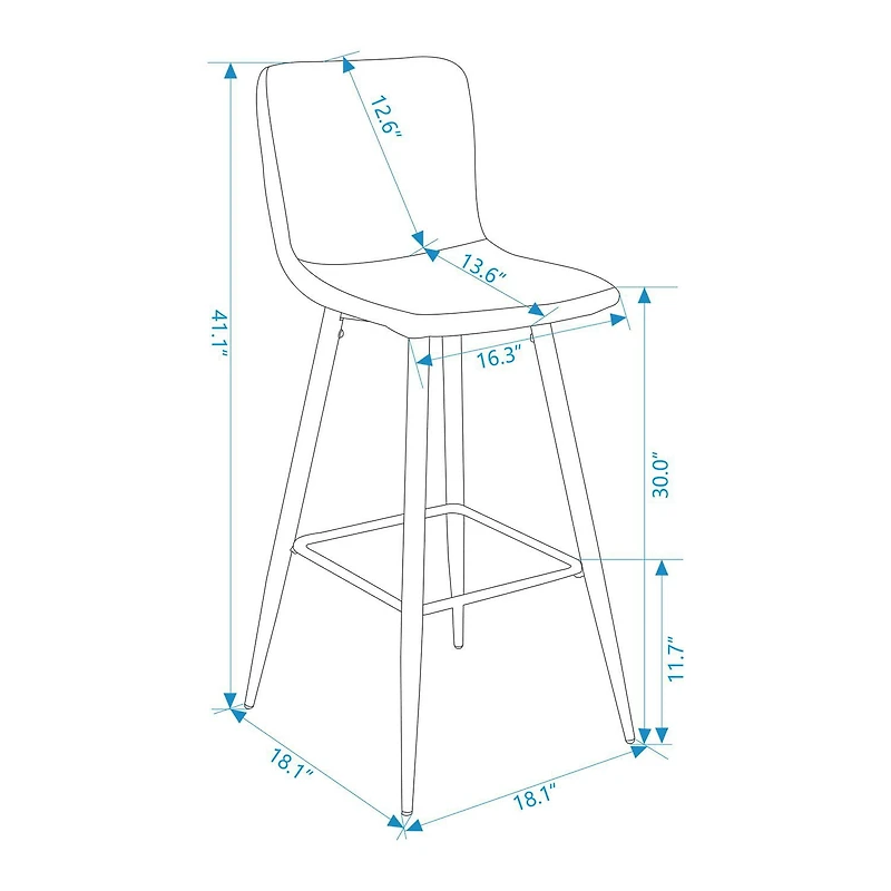 Homylin Ensemble de deux tabourets de bar modernes de hauteur de comptoir, 30", avec sièges rembourrés et dossiers, pieds dorés et repose-pieds, parfaits pour le bar à domicile et l'îlot de cuisine