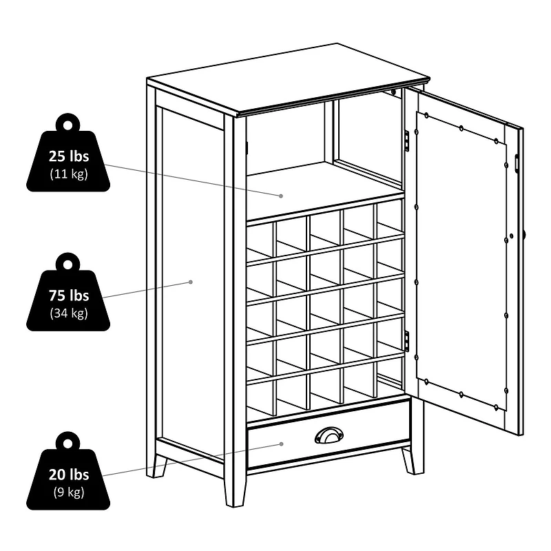 Armoire à vin modulaire Bordeaux avec 25 espaces pour bouteilles de Winsome - 92455